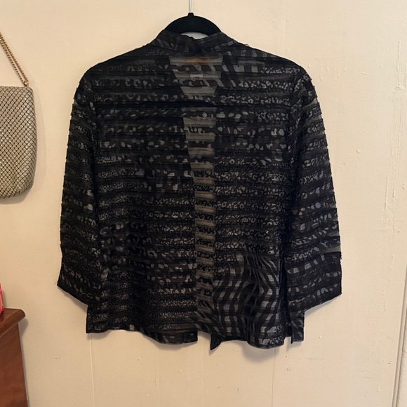 Ruby Rd. Black Sheer Patterned Open-Front Jacket - Picture 5 of 6